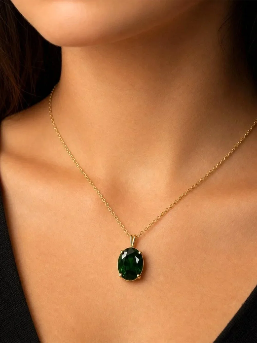 Genuine 2.94 Carats Tsavorite Pendant Solid 14k Gold
